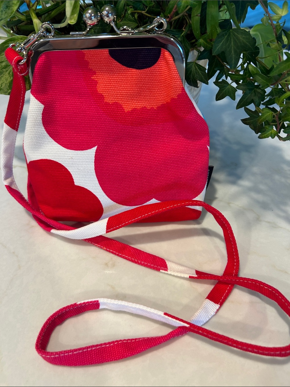 NWOT Marimekko Unikko Crossbody Canvas Purse Poppy Print Small Bag Finland